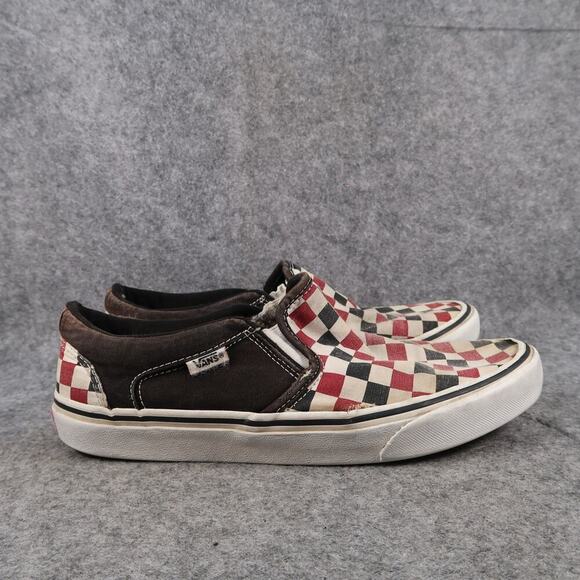 Vans Other - Vans Shoes Mens 8 Sneakers Slip On Checkerboard Red Black Skateboarding Canvas